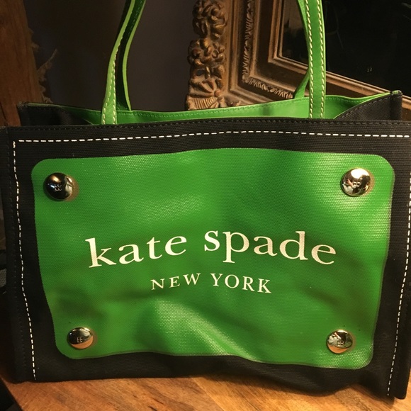 kate spade Handbags - Kate Spade Black & Green Canvas Purse